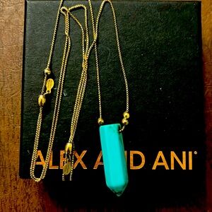 Alex and Ani Beautiful Gold & Turquoise Adjustable Necklace